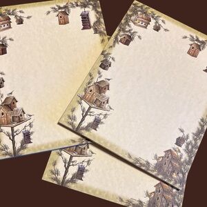 Birds & rustic birdhouses letterhead stationery 50 sheets made in USA